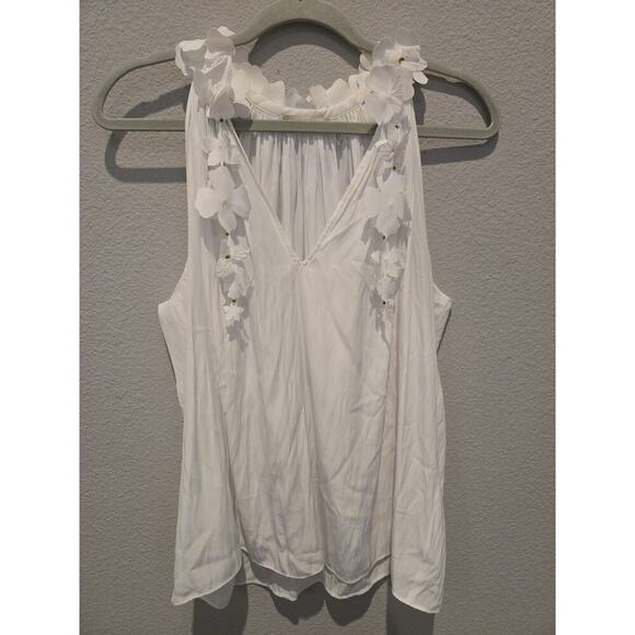 Ramy Brook Women's White Embroidered Embellished Sleeveless Blouse Size L - Picture 1 of 7